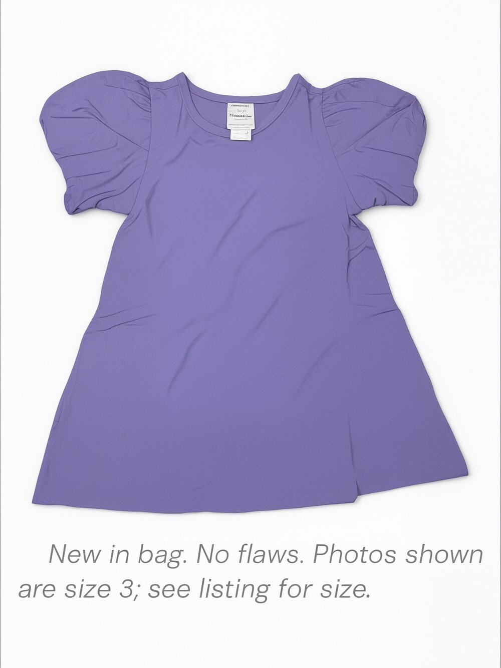Hanna Andersson Girls Bubble Sleeve Dress Size 4 in Violet. NWT Cotton Pockets